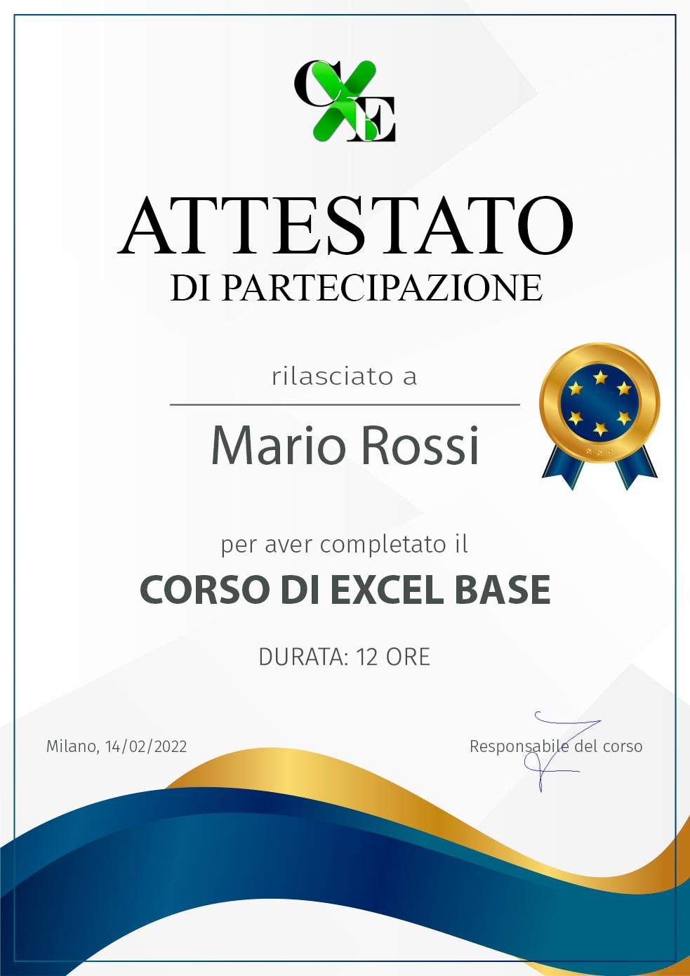 attestato di partecipazione